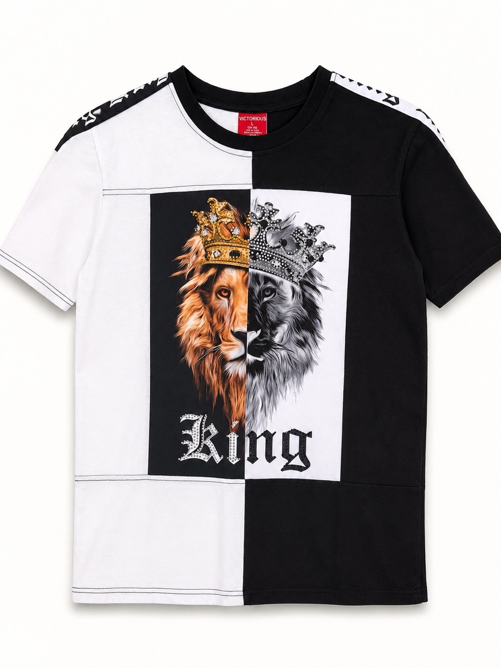 Victorious Kids Black & White 'King Lion' Graphic Short-Sleeve Tee